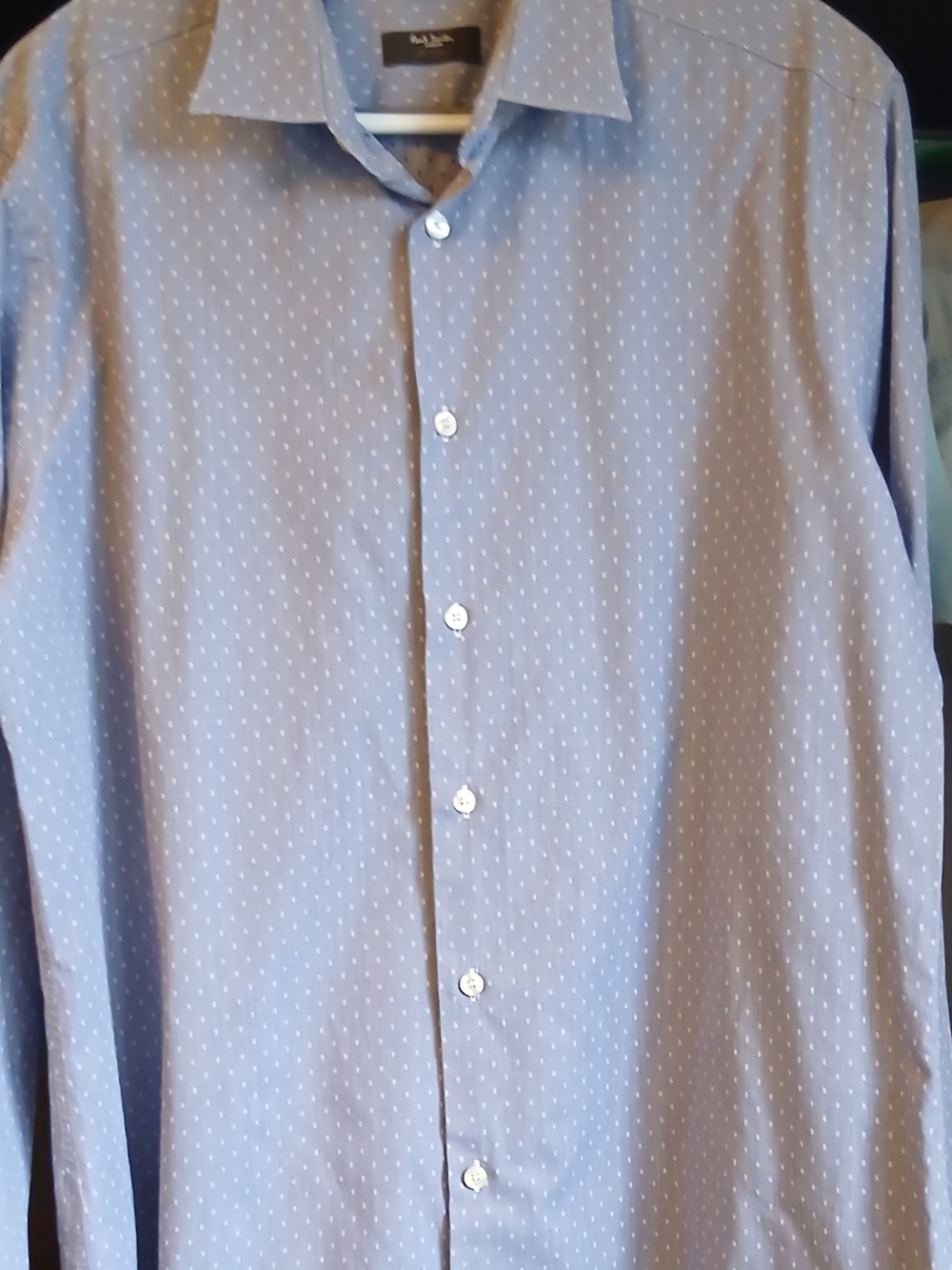 Paul Smith "LONDON" made In Italy Light Blue Dress Shirt with White Dots